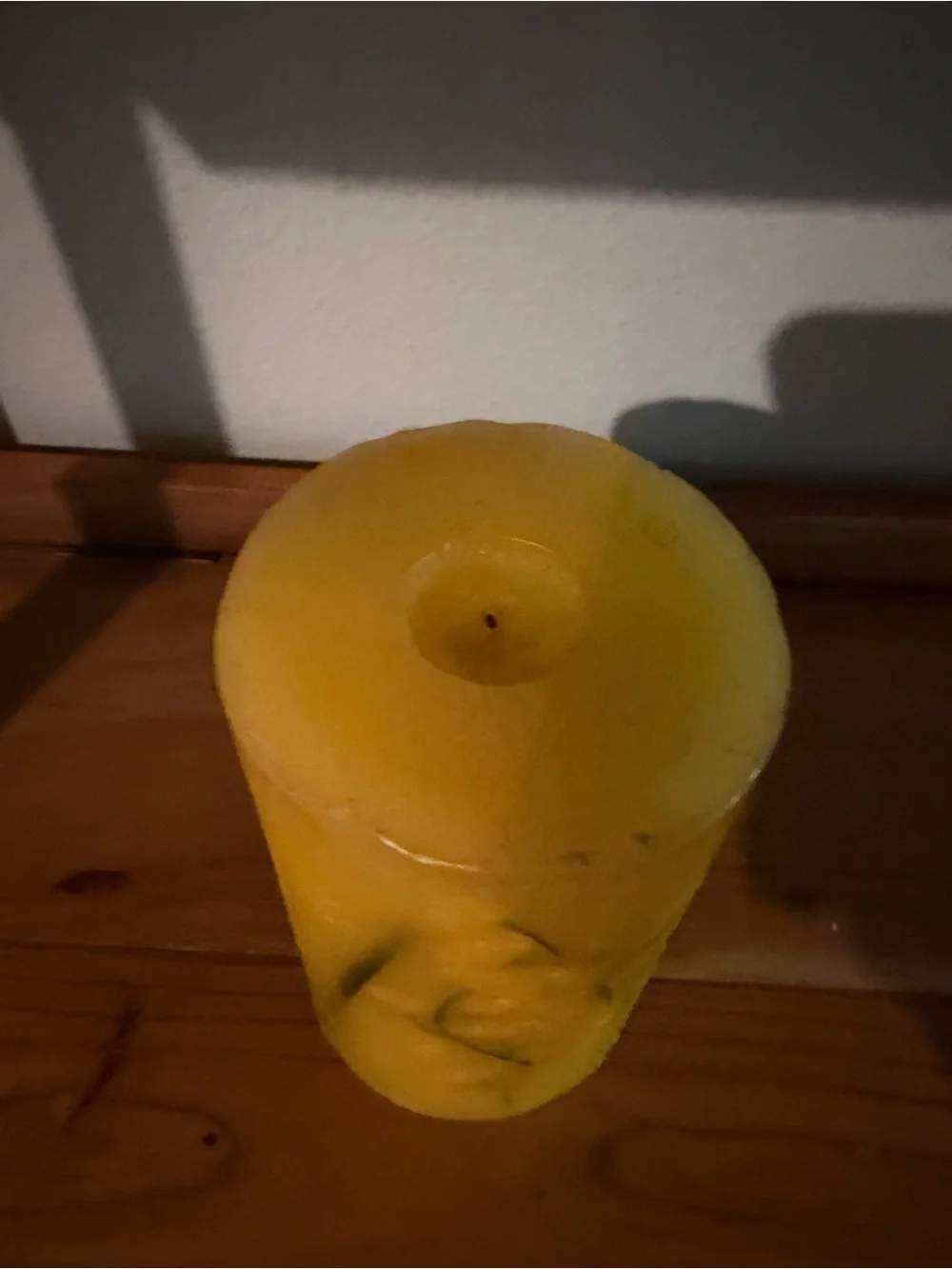 Decorative Yellow Botanical Pillar Candle – Like New (Unbranded)